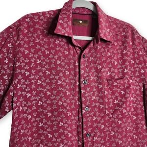 Toscano Silk Short Sleeve Button Up Mens Medium Geometric Print